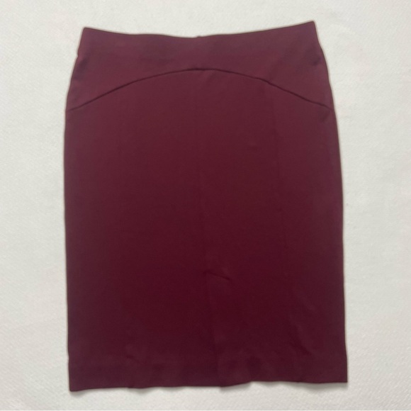 Ann Taylor Factory Pencil Skirt Size Medium Burgundy Wine Elastic Waist Stretchy - Picture 12 of 15